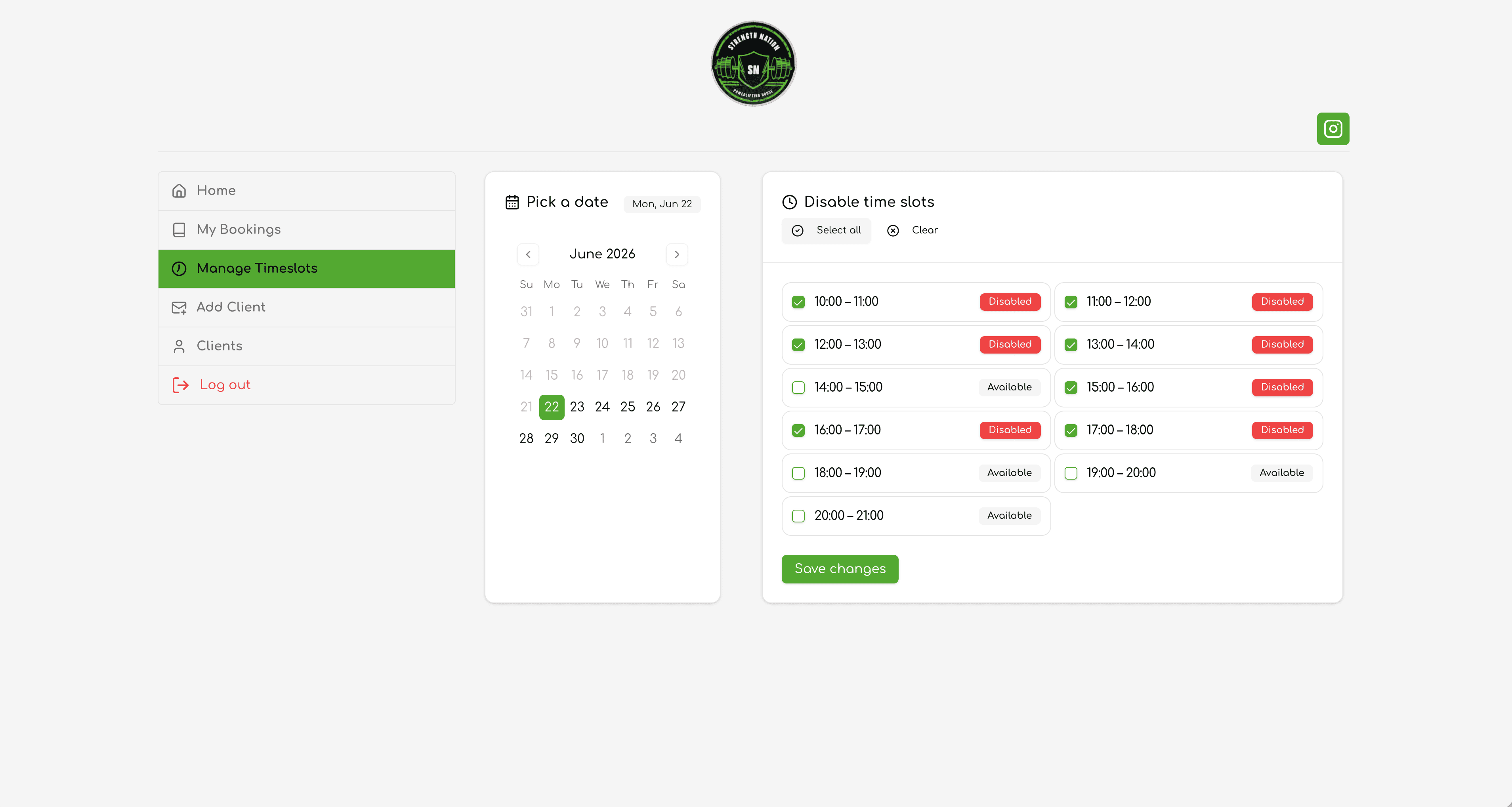 Manage timeslots